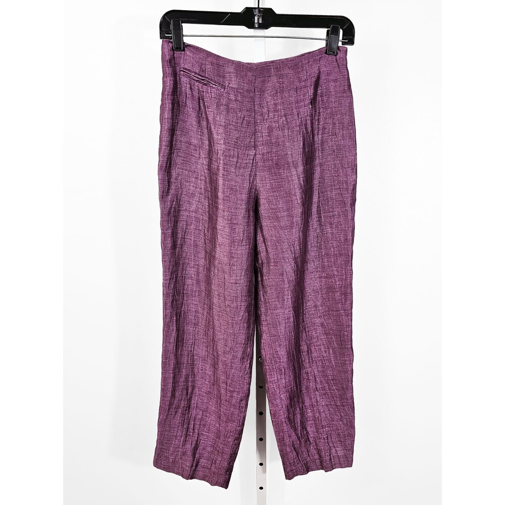 Emil Rutenberg Size 4 Purple Slightly Shimmer Linen Blend Pants Artsy Textured